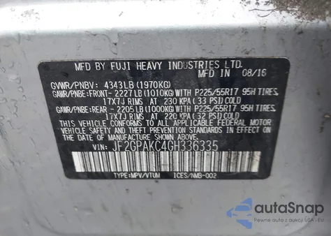 2016 Subaru Crosstrek 2.0I Limited from USA, damaged, VIN JF2GPAKC4GH336335